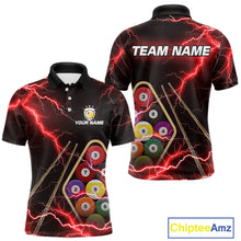 Load image into Gallery viewer, Red 9 Ball Thunder Lightning Billiard Shirts For Men Custom 9 Ball Pool Team Jersey Polo &amp; 1/4 Zip TDM5635