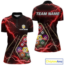 Load image into Gallery viewer, Red 9 Ball Thunder Lightning Billiard Shirts For Women Custom 9 Ball Pool Team Jersey Polo &amp; 1/4 Zip TDM5635