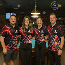 Load image into Gallery viewer, Red 9 Ball Thunder Lightning Billiard Shirts For Men Custom 9 Ball Pool Team Jersey Polo &amp; 1/4 Zip TDM5635