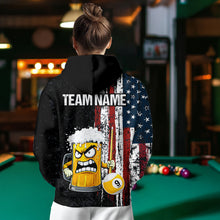 Load image into Gallery viewer, Funny Angry Beer 8 Ball &amp; 9 Ball Billiard Hoodie Custom American Flag Pool Hoodie Team Jersey TDM5636