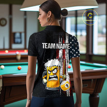 Load image into Gallery viewer, Funny Angry Beer 8 Ball &amp; 9 Ball Billiard Shirt For Women Custom American Flag Pool Team Jersey TDM5636