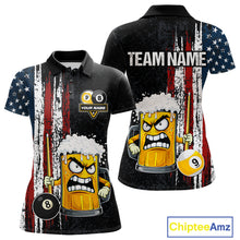 Load image into Gallery viewer, Funny Angry Beer 8 Ball &amp; 9 Ball Billiard Shirt For Women Custom American Flag Pool Team Jersey TDM5636