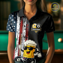 Load image into Gallery viewer, American Flag 8 Ball &amp; 9 Ball Pool Funny Beer Billiard Shirt For Women Custom Billiard Team Jersey TDM5637