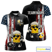 Load image into Gallery viewer, American Flag 8 Ball &amp; 9 Ball Pool Funny Beer Billiard Shirt For Women Custom Billiard Team Jersey TDM5637