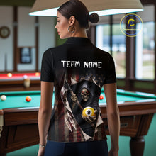 Load image into Gallery viewer, Grim Reaper 8 Ball &amp; 9 Ball Pool American Flag Billiard Shirt For Women Custom Billiard Team Jersey TDM5638
