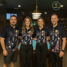 Load image into Gallery viewer, Grim Reaper 8 Ball &amp; 9 Ball Pool American Flag Billiard Shirt For Men Custom Billiard Team Jersey TDM5638