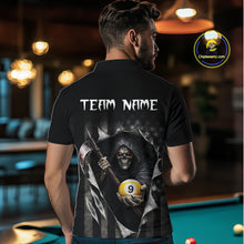 Load image into Gallery viewer, Grim Reaper 8 Ball &amp; 9 Ball US Flag Billiard Shirt For Men Custom Pool Team Jersey Polo &amp; 1/4 Zip TDM5639