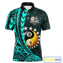 Load image into Gallery viewer, Custom Turquoise Tribal 8 Ball &amp; 9 Ball Yin-Yang Billiard Shirt For Men, Funny Pool Team Jersey TDM5844