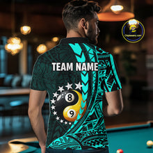 Load image into Gallery viewer, Custom Turquoise Tribal 8 Ball &amp; 9 Ball Yin-Yang Billiard Shirt For Men, Funny Pool Team Jersey TDM5844