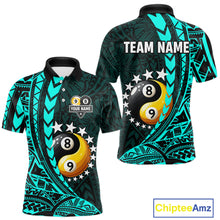 Load image into Gallery viewer, Custom Turquoise Tribal 8 Ball &amp; 9 Ball Yin-Yang Billiard Shirt For Men, Funny Pool Team Jersey TDM5844