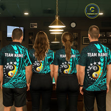 Load image into Gallery viewer, Custom Turquoise Tribal 8 Ball &amp; 9 Ball Yin-Yang Billiard Shirt For Men, Funny Pool Team Jersey TDM5844