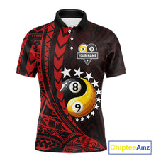 Load image into Gallery viewer, Custom Red Tribal 8 Ball &amp; 9 Ball Yin And Yang Billiard Shirt For Men, Funny Pool Team Jersey TDM5846