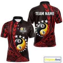 Load image into Gallery viewer, Custom Red Tribal 8 Ball &amp; 9 Ball Yin And Yang Billiard Shirt For Men, Funny Pool Team Jersey TDM5846
