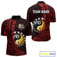 Load image into Gallery viewer, Custom Red Tribal 8 Ball &amp; 9 Ball Yin And Yang Billiard Shirt For Men, Funny Pool Team Jersey TDM5846
