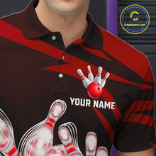 Load image into Gallery viewer, Personalized Red Strike Ball Bowling Shirt For Men Custom Team Bowling Jersey Polo &amp; 1/4 Zip TDM6244