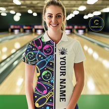 Load image into Gallery viewer, Personalized Funny Neon Bowling Shirt For Women, Retro Bowling Team Jersey Polo &amp; 1/4 Zip TDM6461