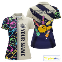 Load image into Gallery viewer, Personalized Funny Neon Bowling Shirt For Women, Retro Bowling Team Jersey Polo &amp; 1/4 Zip TDM6461