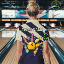 Load image into Gallery viewer, Personalized Funny Neon Bowling Shirt For Women, Retro Bowling Team Jersey Polo &amp; 1/4 Zip TDM6461