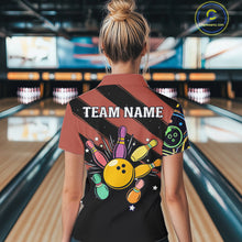 Load image into Gallery viewer, Personalized Funny Neon Bowling Shirt For Women, Retro Bowling Team Jersey Polo &amp; 1/4 Zip | Orange TDM6462