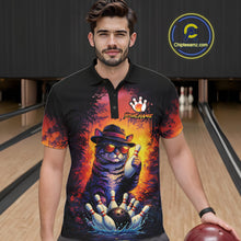 Load image into Gallery viewer, Personalized Vintage Funny Cat Bowling Shirt For Men Custom Bowling Jersey Team Polo &amp; 1/4 Zip TDM5861