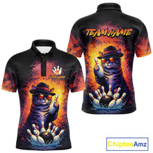 Load image into Gallery viewer, Personalized Vintage Funny Cat Bowling Shirt For Men Custom Bowling Jersey Team Polo &amp; 1/4 Zip TDM5861