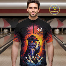 Load image into Gallery viewer, Personalized Vintage Funny Cat Bowling Shirt For Men Custom Bowling Jersey Team Polo &amp; 1/4 Zip TDM5861