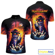 Load image into Gallery viewer, Personalized Vintage Funny Cat Bowling Shirt For Men Custom Bowling Jersey Team Polo &amp; 1/4 Zip TDM5861