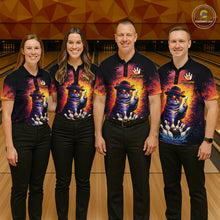 Load image into Gallery viewer, Personalized Vintage Funny Cat Bowling Shirt For Men Custom Bowling Jersey Team Polo &amp; 1/4 Zip TDM5861