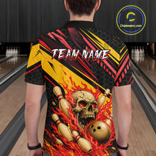 Load image into Gallery viewer, Red &amp; Yellow Flaming Skull Bowling Jersey For Men Custom Bowling League Shirts Team Polo &amp; 1/4 Zip TDM6476