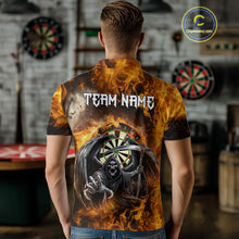 Load image into Gallery viewer, Personalized Orange Flaming Grim Reaper Darts Shirt For Men Custom Fire Darts Team Jersey TDM4974