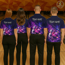 Load image into Gallery viewer, Pink And Purple Butterfly Bowling Shirt For Men Custom Glowing Bowling Jersey Polo &amp; 1/4 Zip TDM6320