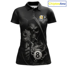 Load image into Gallery viewer, Custom Grim Reaper 8 Ball &amp; 9 Ball Smoke Billiard Shirt For Women, Pool Team Jersey Polo &amp; 1/4 Zip TDM6496