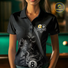 Load image into Gallery viewer, Custom Grim Reaper 8 Ball &amp; 9 Ball Smoke Billiard Shirt For Women, Pool Team Jersey Polo &amp; 1/4 Zip TDM6496