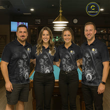 Load image into Gallery viewer, Custom Grim Reaper 8 Ball &amp; 9 Ball Smoke Billiard Shirt For Women, Pool Team Jersey Polo &amp; 1/4 Zip TDM6496