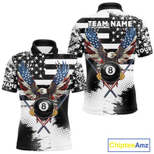 Load image into Gallery viewer, Custom Eagle American Flag 8 Ball Billiard Shirt For Men, Grunge Pool Team Jersey Polo &amp; 1/4 Zip TDM5718