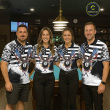 Load image into Gallery viewer, Custom Eagle American Flag 8 Ball Billiard Shirt For Men, Grunge Pool Team Jersey Polo &amp; 1/4 Zip TDM5718