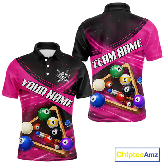 Pink And Black Billiard Jersey For Men Custom Pool Balls Billiard Team Shirt Polo & 1/4 Zip TDM6329