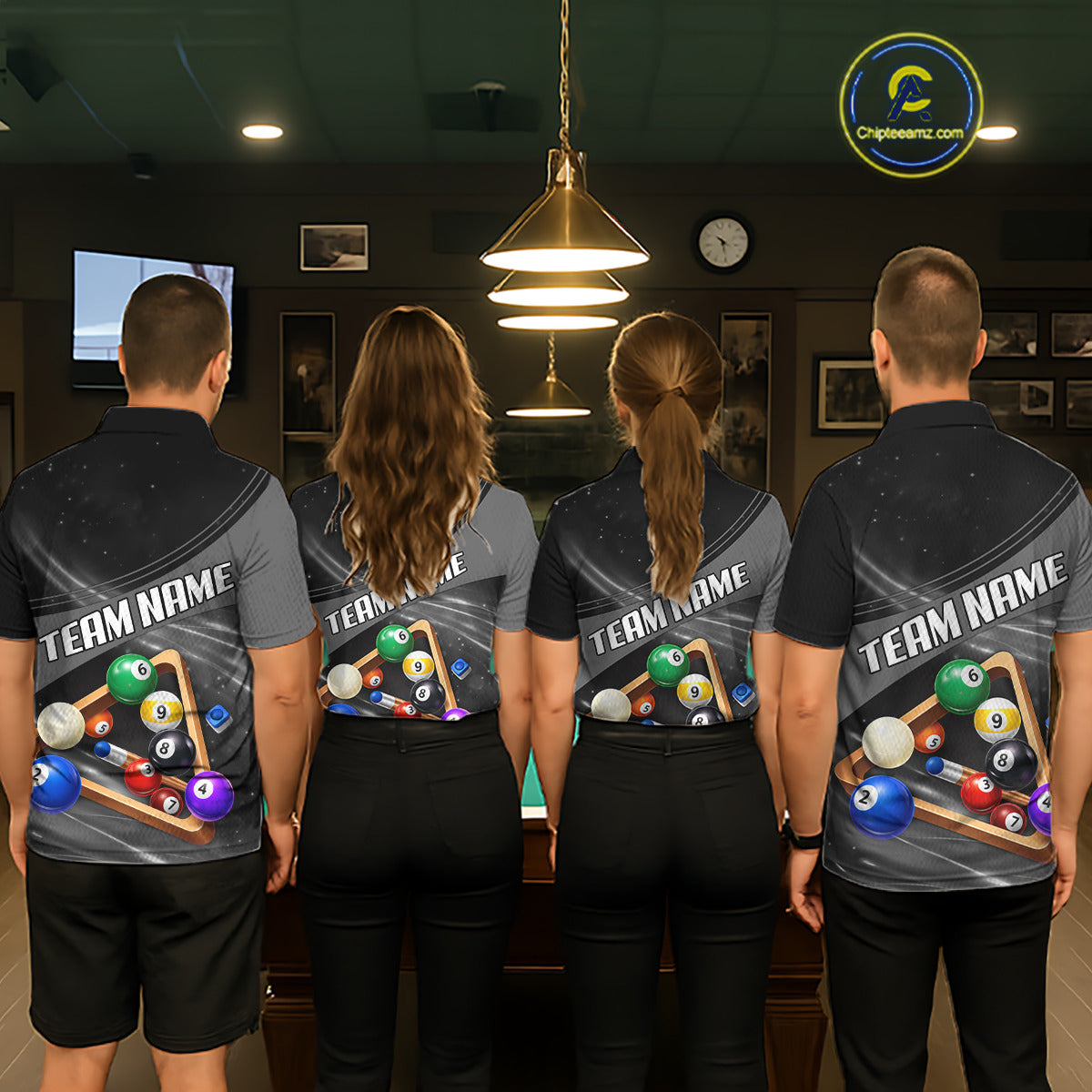 Grey And Black Billiard Jersey For Men Custom Pool Balls Billiard Team Shirt Polo & 1/4 Zip TDM6330