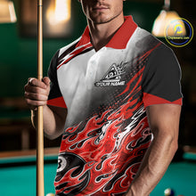Load image into Gallery viewer, Red Flaming 8 Ball Billiard Jersey Custom Men's Billiard Polo &amp; Quarter Zip, Pool Team Jersey TDM5726