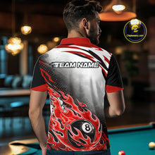 Load image into Gallery viewer, Red Flaming 8 Ball Billiard Jersey Custom Men's Billiard Polo &amp; Quarter Zip, Pool Team Jersey TDM5726