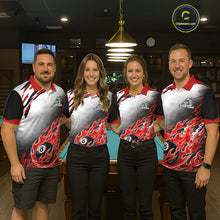 Load image into Gallery viewer, Red Flaming 8 Ball Billiard Jersey Custom Women's Billiard Polo &amp; Quarter Zip, Pool Team Jersey TDM5726