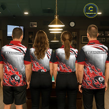 Load image into Gallery viewer, Red Flaming 8 Ball Billiard Jersey Custom Women's Billiard Polo &amp; Quarter Zip, Pool Team Jersey TDM5726