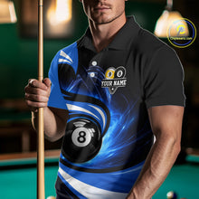 Load image into Gallery viewer, Black And Blue 8 Ball &amp; 9 Ball Billiard Shirt For Men Custom Pool Jersey Team Polo &amp; 1/4 Zip TDM6343
