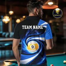 Load image into Gallery viewer, Black And Blue 8 Ball &amp; 9 Ball Billiard Shirt For Men Custom Pool Jersey Team Polo &amp; 1/4 Zip TDM6343