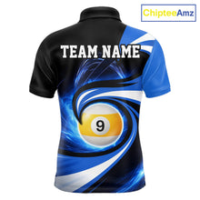 Load image into Gallery viewer, Black And Blue 8 Ball &amp; 9 Ball Billiard Shirt For Men Custom Pool Jersey Team Polo &amp; 1/4 Zip TDM6343