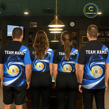 Load image into Gallery viewer, Black And Blue 8 Ball &amp; 9 Ball Billiard Shirt For Men Custom Pool Jersey Team Polo &amp; 1/4 Zip TDM6343