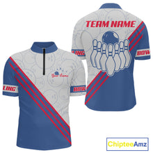 Load image into Gallery viewer, Personalized Bowling Jersey Polo &amp; Quarter Zip For Men Custom Bowling Tournament Team Shirt TDM6349