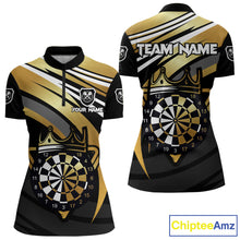 Load image into Gallery viewer, Black And Gold Dartboard Crown Darts Shirt For Women Custom Darts Sport Jersey Team Polo &amp; 1/4 Zip TDM4793