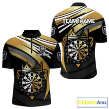 Load image into Gallery viewer, Black And Gold Dartboard Crown Darts Shirt For Men Custom Darts Sport Jersey Team Polo &amp; 1/4 Zip TDM4793