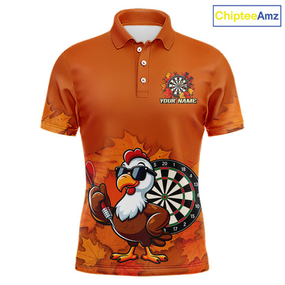 Personalized Orange Funny Turkey Darts Shirts For Men Custom Thanksgiving Dart Team Jersey  TDM7269